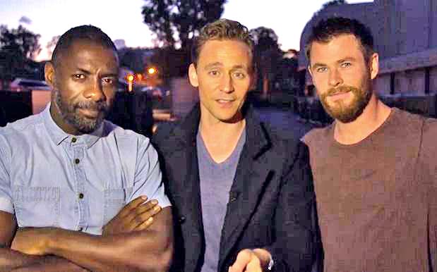 Idris ELba, Tom Hiddleston and Chris Hemsworth. Photo: Pedestrian.tv.