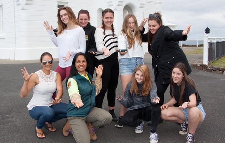 Girls from Mullum Cottage with Delta Kay at the Byron Bay Lighthouse. Photo: BYS Newsletter.