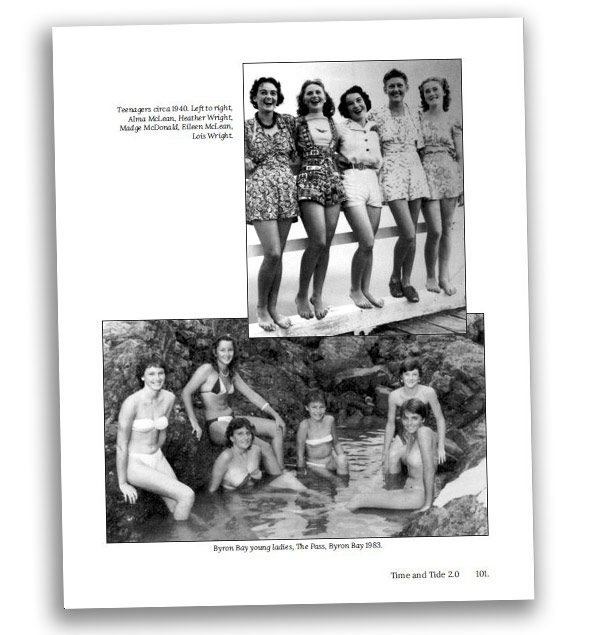 This photo on page 101 of Time & Tide 1.1 shows two groups of Bay beach babes - one from the 1940s and the other from 1983.