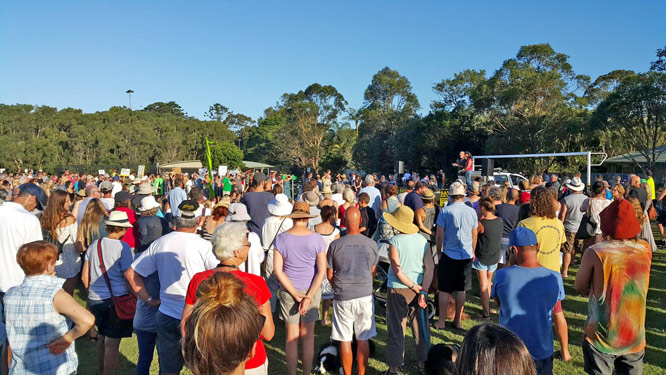 Local mums, dads and kids turned out to let Mike Baird know how they felt about the attempt to sell off their land.